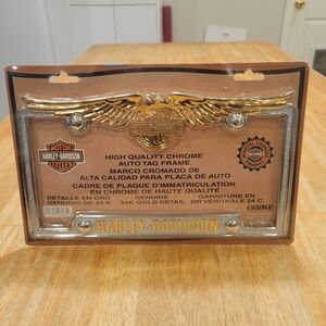 🏍EUC~ HARLEY-DAVIDSON GOLD & CHROME LICENSE PLATE FRAME